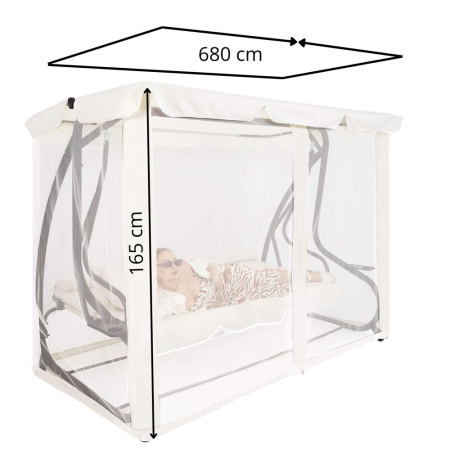 Plasa antiinsecte pentru leagan de gradina, 165x680 cm, bej [11]