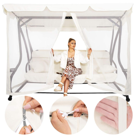 Plasa antiinsecte pentru leagan de gradina, 165x680 cm, bej [4]