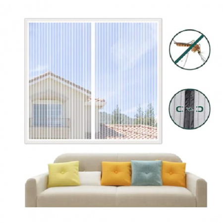 Plasa cu Magnet pentru Fereastra impotriva Tantarilor si a Insectelor Zburatoare, 120 x 120cm, Alb [3]