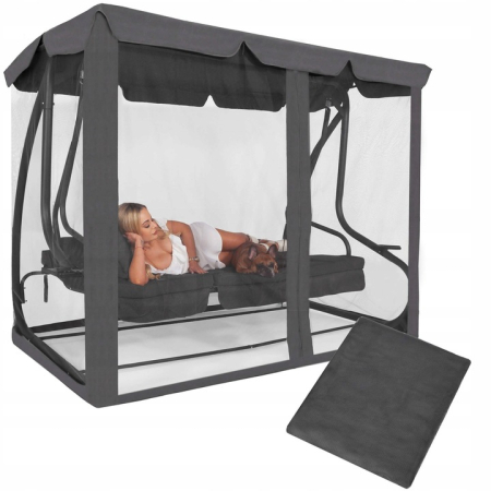 Accesorii balansoare - Plasa protectie insecte pentru leagan de gradina, cu fermoar vertical, 165x680 cm, gri