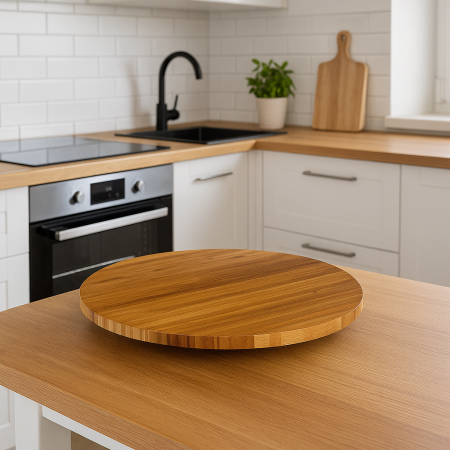 Platou servire rotativ 5Five Bambou din bambus natural, diametru 35 cm, maro [2]