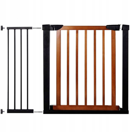 SISTEME SIGURANTA COPII - Poarta de siguranta Safety Gate pentru scari, ajustabila 103-110 cm, din otel si lemn, negru maro