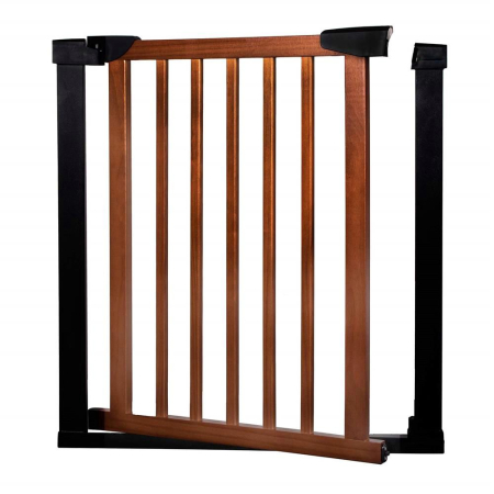 Poarta de siguranta Safety Gate pentru scari, ajustabila 75-82 cm, din otel si lemn, negru maro [2]