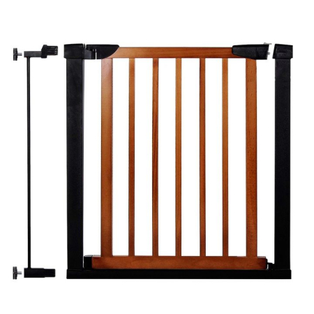 SISTEME SIGURANTA COPII - Poarta de siguranta Safety Gate pentru scari, ajustabila 83-89 cm, din otel si lemn, negru maro