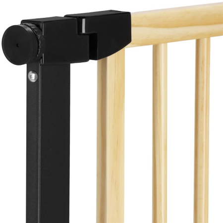 Poarta de siguranta Safety Gate pentru scari, ajustabila, din lemn cu structura otel, 110-117cm, negru maro [4]