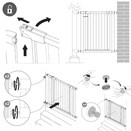 Poarta de siguranta Safety Gate pentru scari, ajustabila, din lemn cu structura otel, 110-117cm, negru maro [8]