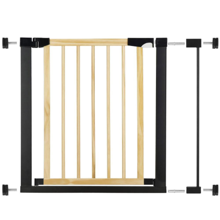 SISTEME SIGURANTA COPII - Poarta de siguranta Safety Gate pentru scari, ajustabila, din lemn cu structura otel, 82-89cm, negru maro