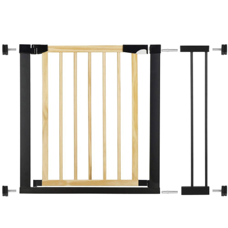 SISTEME SIGURANTA COPII - Poarta de siguranta Safety Gate pentru scari, ajustabila, din lemn cu structura otel, 89-96cm, negru maro