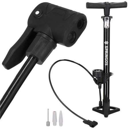 Pompa bicicleta cu manometru, accesorii umflare mingi si articole gonflabile, 160PSI, aluminiu, 60cm [10]
