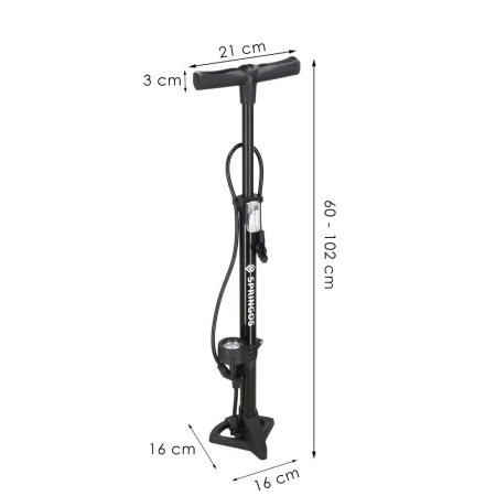 Pompa bicicleta cu manometru, accesorii umflare mingi si articole gonflabile, 160PSI, aluminiu, 60cm [15]