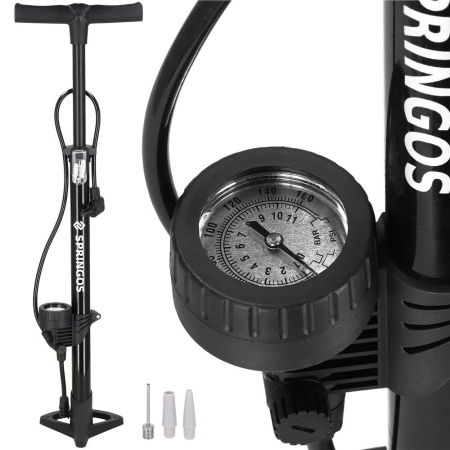 Pompa bicicleta cu manometru, accesorii umflare mingi si articole gonflabile, 160PSI, aluminiu, 60cm [16]