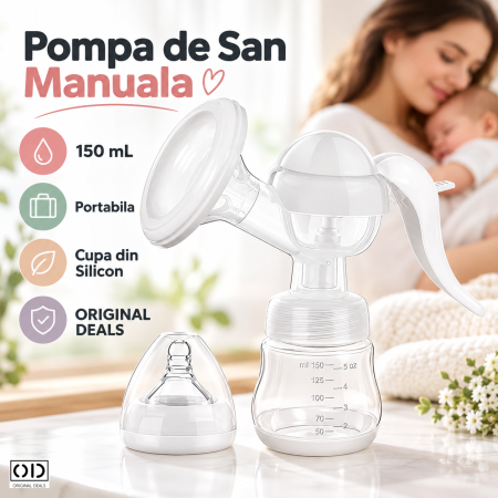 Pompa de San Manuala ORIGINAL DEALS, cu Cupa din Silicon si Recipient Transparent de 150 ml, Alba, 17 x 18 cm [4]