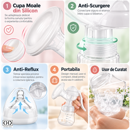 Pompa de San Manuala ORIGINAL DEALS, cu Cupa din Silicon si Recipient Transparent de 150 ml, Alba, 17 x 18 cm [5]