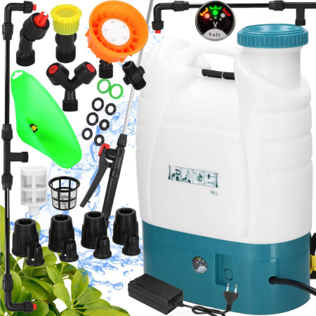 Pompa de stropit electric rucsac 16L, cu acumulator, 6 duze, lance telescopica si presiune reglabila [1]