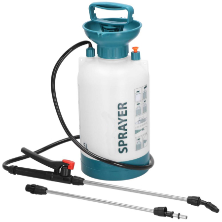 Pompe stropit - Pompa de stropit manual 5L cu lance reglabila 63 cm, 2 duze si curea de umar