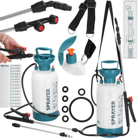 Pompa de stropit manual 8L cu lance reglabila 63 cm, 2 duze si curea de umar [1]