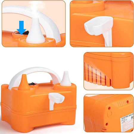 Pompa Electrica de Umflat Baloane, , cu Doua Iesiri, 220V, Putere 400W, Accesorii petrecere, Portocaliu [2]