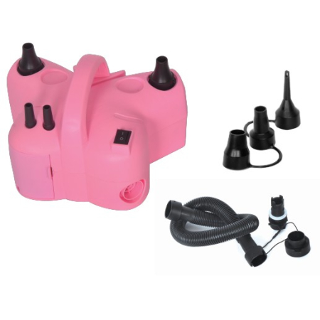 ✨TOATE PRODUSELE✨ - Pompa Electrica de Umflat Baloane, , cu Doua Iesiri, Accesorii Incluse, 220V, Putere 600W, Accesorii petrecere, Roz
