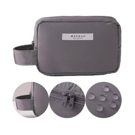 Portfard, , cu Maner, Material Impermeabil, pentru Cosmetice, 16 x 11 x 7 cm, Gri [2]