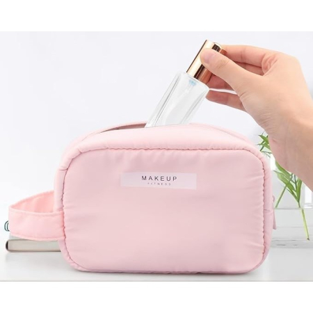 Portfard, , cu Maner, Material Impermeabil, pentru Cosmetice, 16 x 11 x 7 cm, Roz [1]
