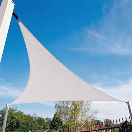Prelata solara triunghiulara 300x300x300 cm, impermeabila, protectie UV, poliester 180g/mp, bej [3]