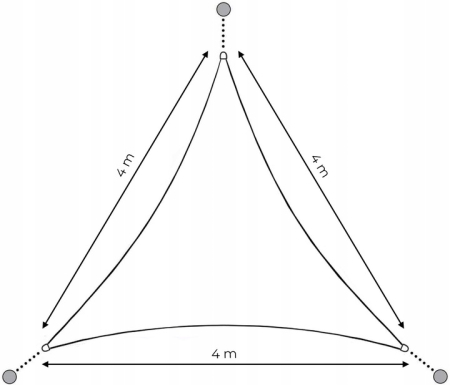 Prelata solara triunghiulara 400x400x400 cm, impermeabila, protectie UV, poliester 180g/mp, bej [1]