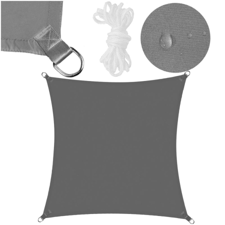 Prelata umbrire 3x3 m pentru terasa sau balcon, impermeabila, protectie UV, gri [6]