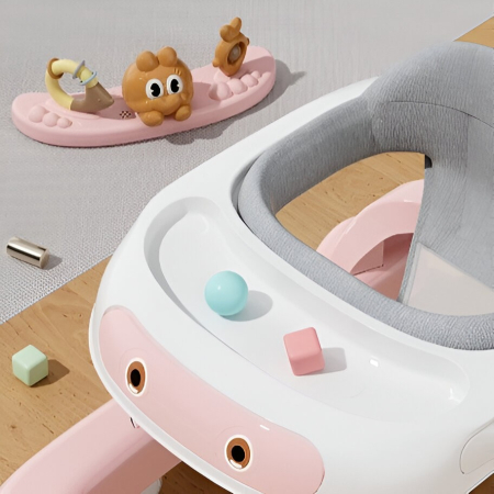 Premergator Multifunctional cu Roti , Model Iepuras, Inaltime Ajustabila, Tavita, Muzica, Lumini, 66x59x41 cm, Roz [2]