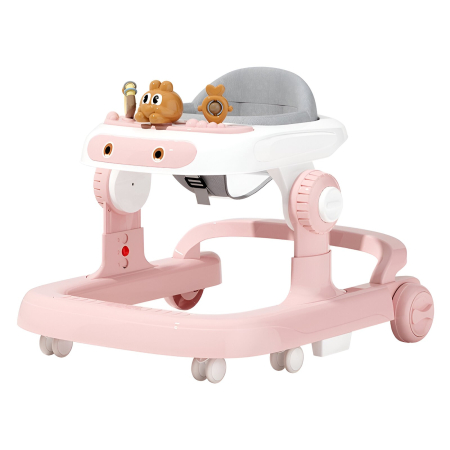 ✨TOATE PRODUSELE✨ - Premergator Multifunctional cu Roti , Model Iepuras, Inaltime Ajustabila, Tavita, Muzica, Lumini, 66x59x41 cm, Roz