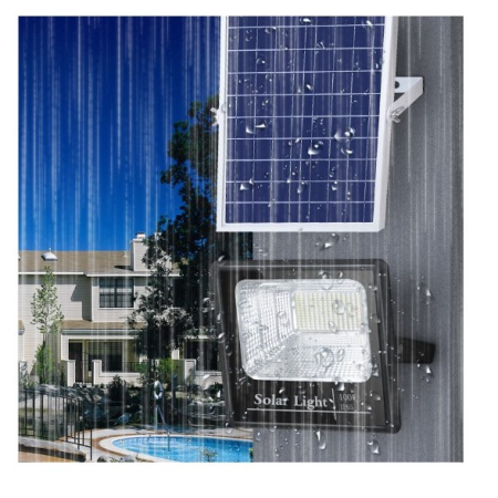 Proiector LED SMD 300W cu incarcare solara , panou solar, cu telecomanda, suport prindere, material ABS, 14AH, 1032 LED-uri, 5 m cablu inclus, 1019Lm, 36x32 cm, negru [2]