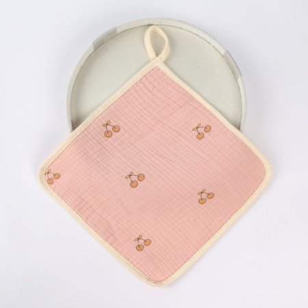 Prosop Absorbant, , din Bumbac, 25 x 25 cm, Model Cirese, cu Agatatoare, Roz [1]