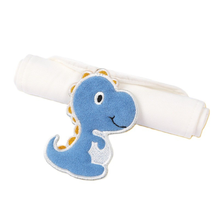 Articole Diverse copii - Prosop Absorbant, , din Bumbac, pentru Bebelusi, 19x28 cm, Model Dinozaur, Alb