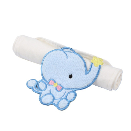 Articole Diverse copii - Prosop Absorbant, , din Bumbac, pentru Bebelusi, 19x28 cm, Model Elefantel, Alb