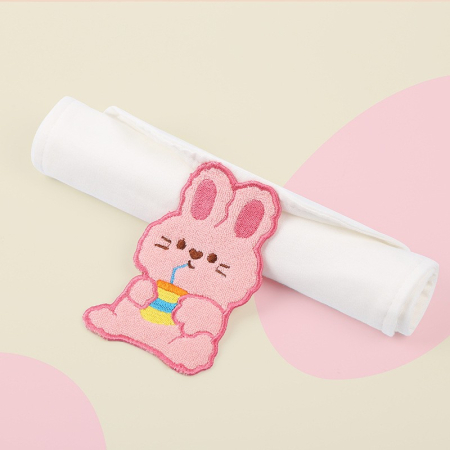 Prosop Absorbant, , din Bumbac, pentru Bebelusi, 19x28 cm, Model Iepuras, Alb [1]