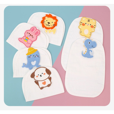 Prosop Absorbant, , din Bumbac, pentru Bebelusi, 19x28 cm, Model Iepuras, Alb [3]