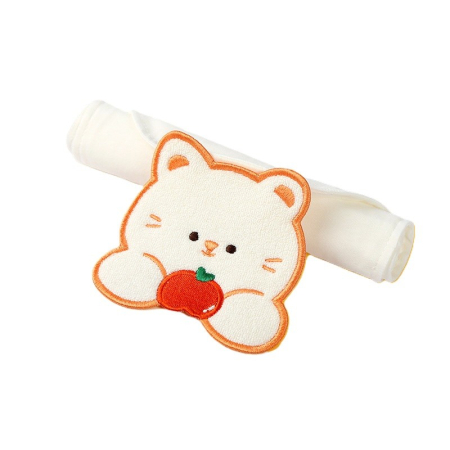 Articole Diverse copii - Prosop Absorbant, , din Bumbac, pentru Bebelusi, 19x28 cm, Model Pisica, Alb