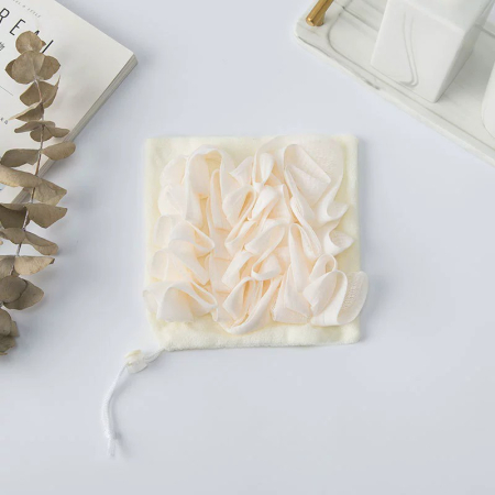 Prosop de Baie, , 2in1, cu Burete din Plasa, 17 x 17 cm, Bej [4]