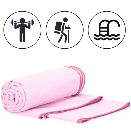 Prosop de plaja cu uscare de rapida, husa de transport, 40x80cm, roz [16]