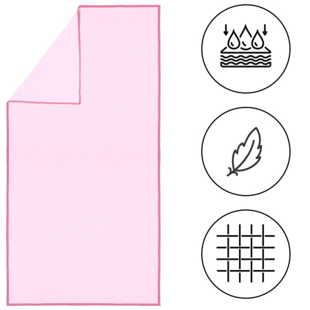 Prosop de plaja cu uscare de rapida, husa de transport, 40x80cm, roz [15]