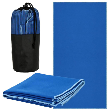 Cearsafuri si prosoape - Prosop de plaja cu uscare de rapida, husa de transport, 75x150cm, albastru