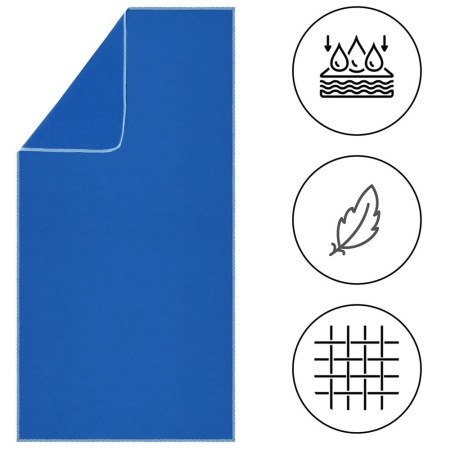 Prosop de plaja cu uscare de rapida, husa de transport, 75x150cm, albastru [13]