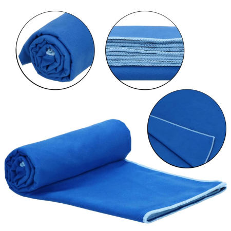 Prosop de plaja cu uscare de rapida, husa de transport, 75x150cm, albastru [12]
