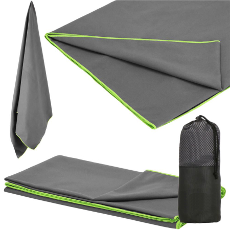 Prosop de plaja cu uscare de rapida, husa de transport, 90x180cm, gri [1]