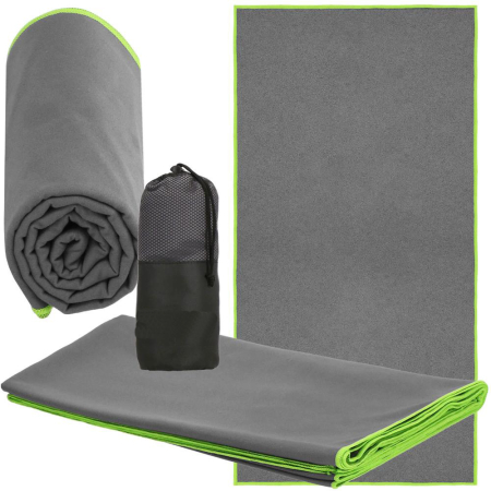Prosop de plaja cu uscare de rapida, husa de transport, 90x180cm, gri [3]