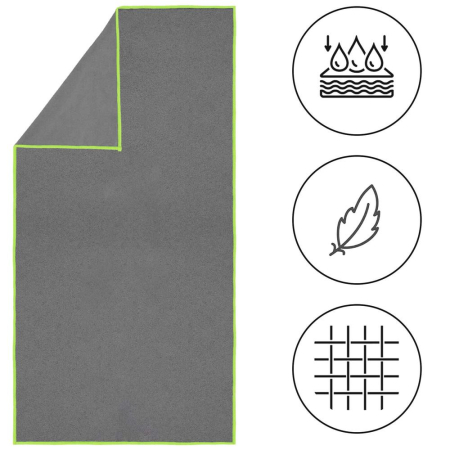 Prosop de plaja cu uscare de rapida, husa de transport, 90x180cm, gri [30]