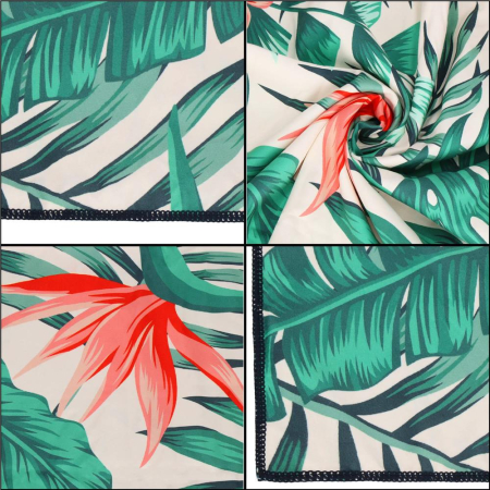 Prosop de plaja cu uscare de rapida, husa de transport, 90x180cm, model floral [11]