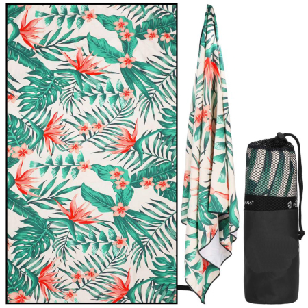 Cearsafuri si prosoape - Prosop de plaja cu uscare de rapida, husa de transport, 90x180cm, model floral