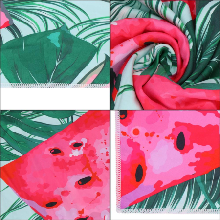 Prosop de plaja cu uscare de rapida, husa de transport, 90x180cm, model pepene verde [6]