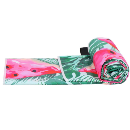 Prosop de plaja cu uscare de rapida, husa de transport, 90x180cm, model pepene verde [10]