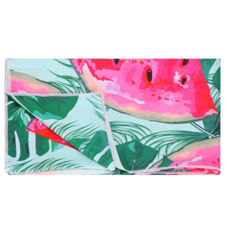 Prosop de plaja cu uscare de rapida, husa de transport, 90x180cm, model pepene verde [15]